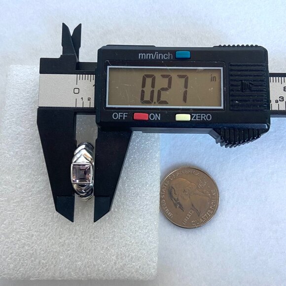 Sterling Silver 925 Square Faceted Amethyst Band Ring Size 7.25 - Picture 15 of 16